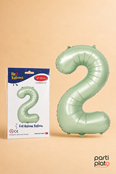He2 Balloons بالون من رقائق الفويل باللون الأخضر المائي، رقم 2، مقاس 40 بوصة ...