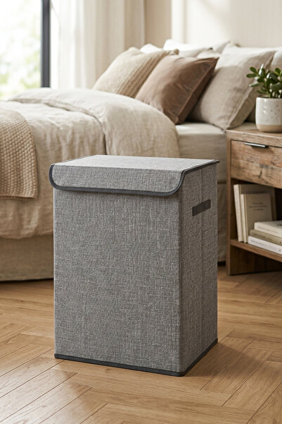 Kitchen Life 72 Litre Kapaklı Katlanabilir Kumaş Çamaşır Sepeti