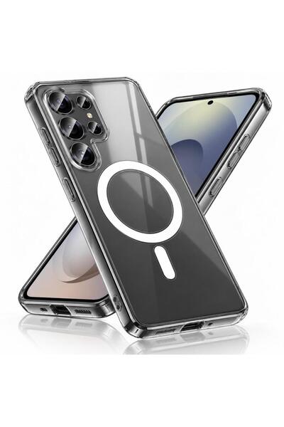 Samsung Galaxy S26 Ultra Uyumlu Sert Şeffaf MagSafe Destekli Darbe Emici Lüks Kılıf