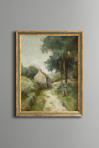 epiqart Village House on the Country Road - Vintage Patterned Painting - Fine...