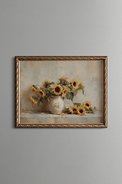 epiqart Sunflowers in a Ceramic Vase - Vintage Patterned Painting - Fine Model