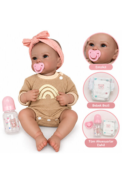 Torzende OYUNCAK BEBEK EMZİKLİ BEZLİ BİBERONLU AKSESUARLI KIZ BEBEK