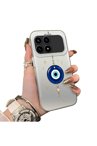 Hontinga Poco F8 Pro 5g Compatible Silicone Edge Hard Back Case Evil Eye Bead...