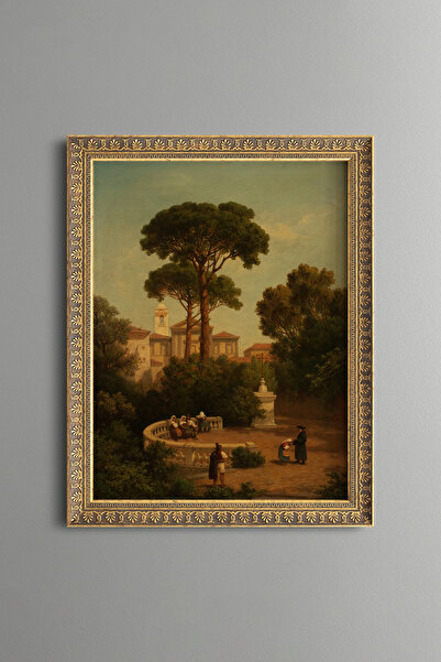 epiqart Italian Garden in the Shade of a Pine Tree - Vintage Patterned Painti...