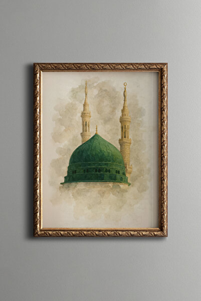 epiqart Green Dome of the Prophet's Mosque - Vintage Patterned Painting - Fin...