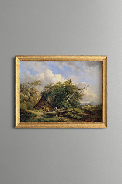 epiqart Village Life in the Heart of Nature - Vintage Patterned Painting - Fi...