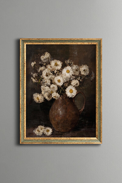 epiqart Daisies in a Copper Jug - Vintage Patterned Painting - Fine Model