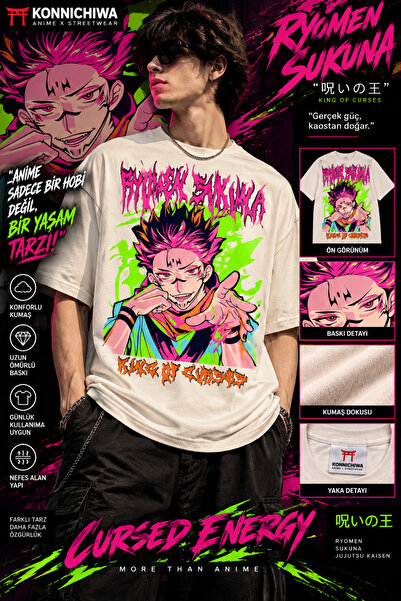 FG KONNİCHİWA Jujutsu Kaisen Satoru Gojo Sukuna Geto T-Shirt Tee Tshirt – Ani...