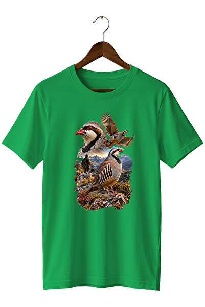 WİDİ Tricou Hunter unisex cu imprimeu Keklik, croială normală, cu gât crewneck