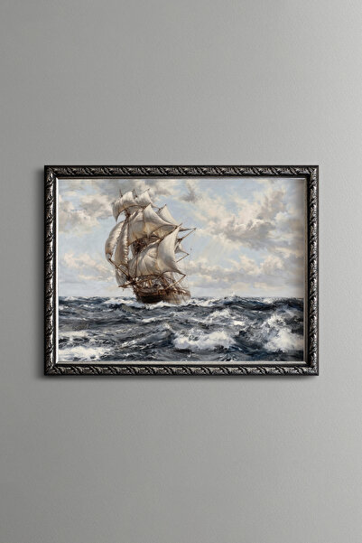 epiqart Sailing in the Stormy Sea - Vintage Patterned Painting - Fine Model
