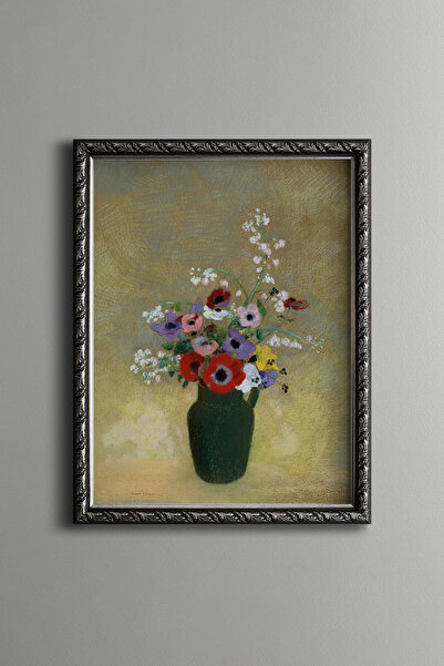 epiqart Mixed Flowers in a Large Green Vase - Vintage Patterned Painting - Fi...