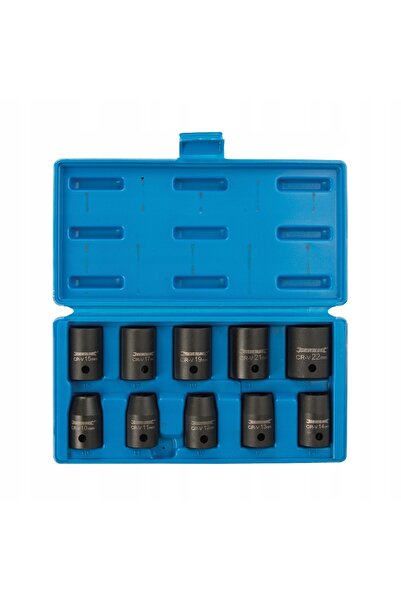 Silverline Set de chei tubulare de impact scurte 10-22mm, 10 piese