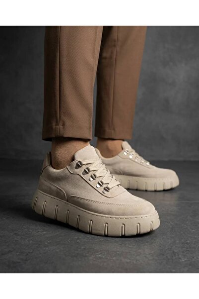 Zerenyus Zrk-600 Premium Beige Suede High Sole Daily Snaeker