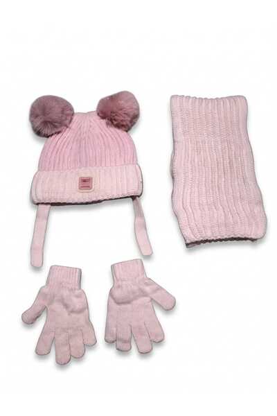 Aware Time Kitti 1-4 Years Old Girls' Lined Scarf, Beanie, Gloves 3-Piece Set