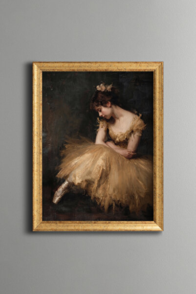 epiqart Restful Ballerina - Vintage Patterned Painting - Slim Model