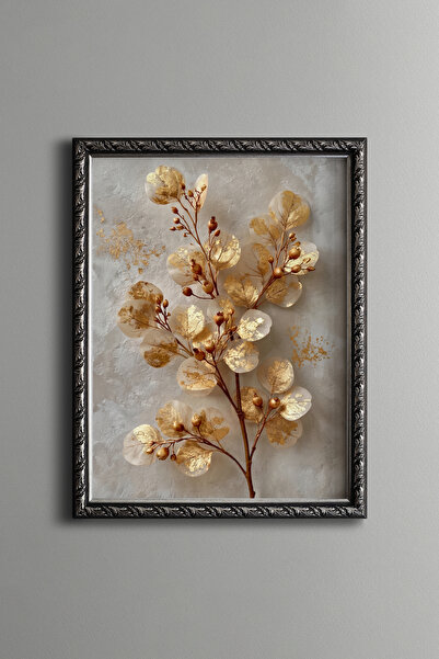 epiqart Golden Eucalyptus Branches - Vintage Patterned Painting - Fine Model