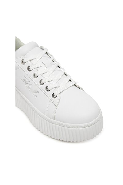 Karl Lagerfeld Adidași de damă albi din piele cu detalii argintii KL42318E