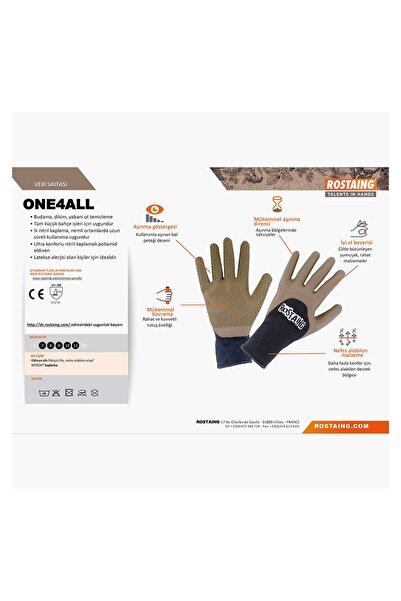 Rostaing 2 Adet ONE4ALL-IT09 Bahçe/Genel Kullanım Eldiven No:9