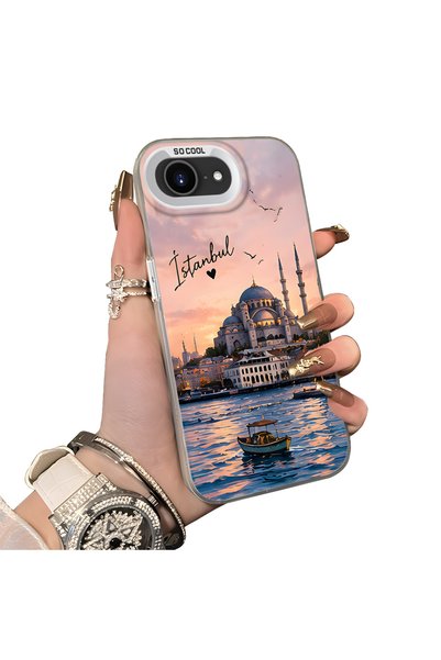 Hontinga iPhone 17E Compatible Silicone Edge Hard Back Case Istanbul Patterne...