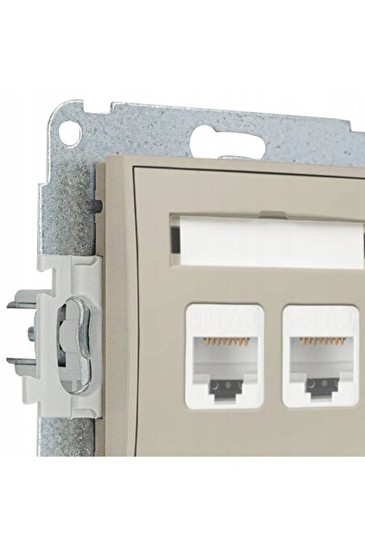 KARLIK Priză de calculator 2x RJ45 UTP CAT. 5e MINI 60MGK-2 TAUPE BEIGE