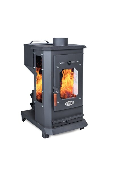 etinova Ember İF-09 Odun ve Pelet Yakan Fırınsız Şömine Tipi Soba 3 Camlı Sek...