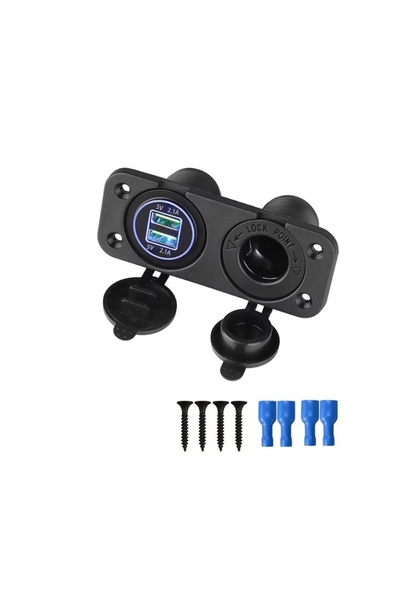 DELUXETUNING Panou universal pentru montare in bord cu 2 incarcatoare USB 4.2...