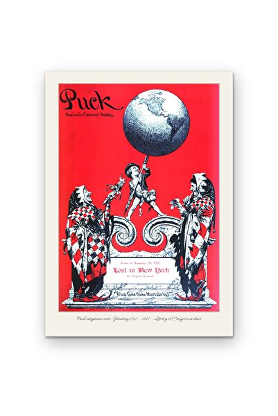 OEM Vintage Poster Original Cover Puck Magazine January 1917, Art Archive, 25...