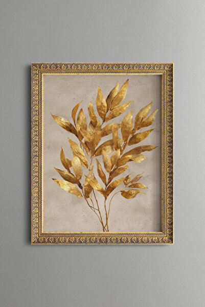 epiqart Golden Leafed Branches - Vintage Patterned Painting - Fine Model