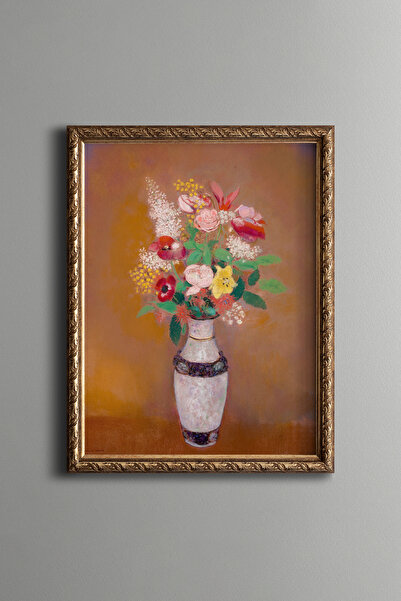 epiqart Colorful Flowers in a Decorated Vase - Vintage Patterned Painting - F...