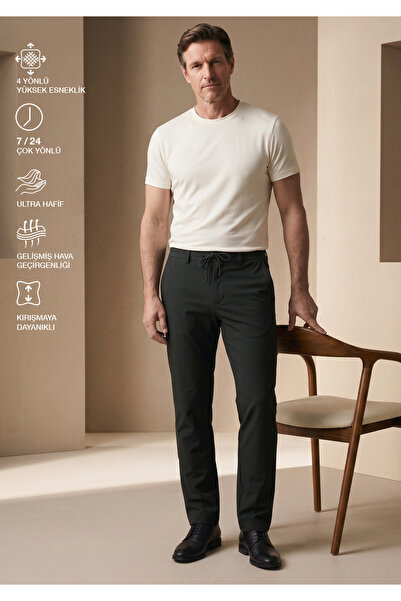 simpleQloth Pergamon |   Anti-Wrinkle, 4-Way Stretch, Breathable 24/7 Technical Jogger Pants - Khaki