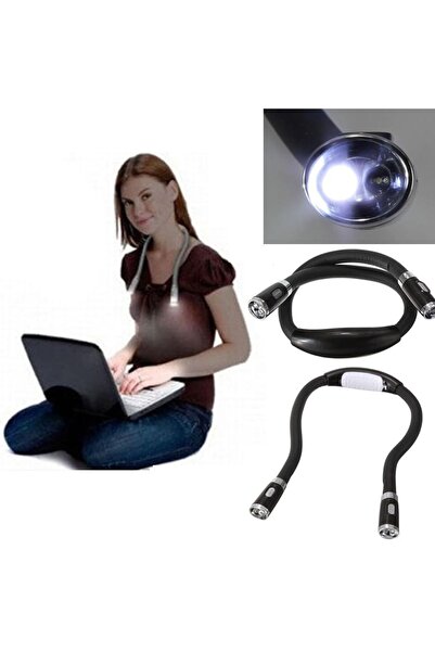 Noonedibs Lampă de citit purtabilă la gât, LED flexibilă, 4 LED-uri, 58 cm, n...