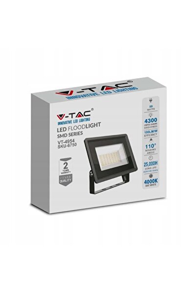 V-TAC HALOGEN LED F-CLASS 50W 4300lm 4000K IP65 NEGRU VT-4954