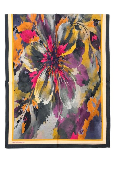 Benetton Patterned Fiore Shawl - 1043 - Anthracite
