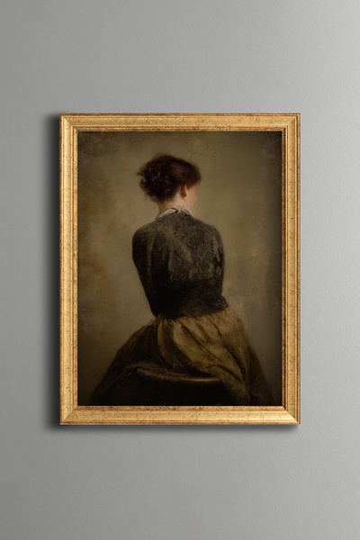 epiqart Woman Facing Backwards - Vintage Patterned Painting - Slim Model