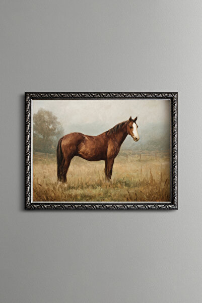 epiqart Brown Horse - Vintage Patterned Painting - Fine Model