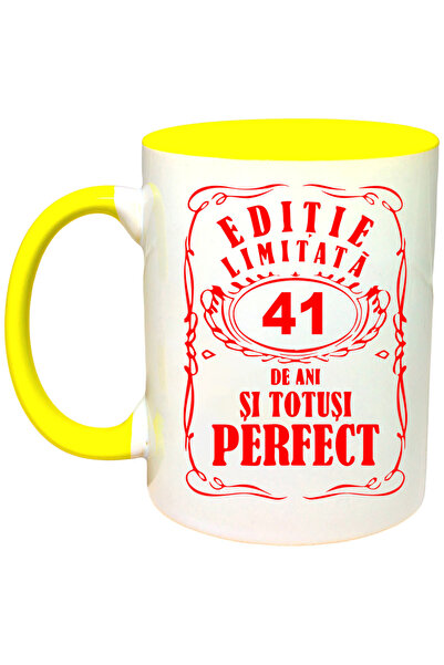 INOVATIX Personalized mug with yellow handle "Limited Edition - 41 years", IN...