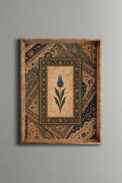 epiqart زخرفة زهرة التوليب الزرقاء - لوحة بنمط عتيق - نموذج رفيع