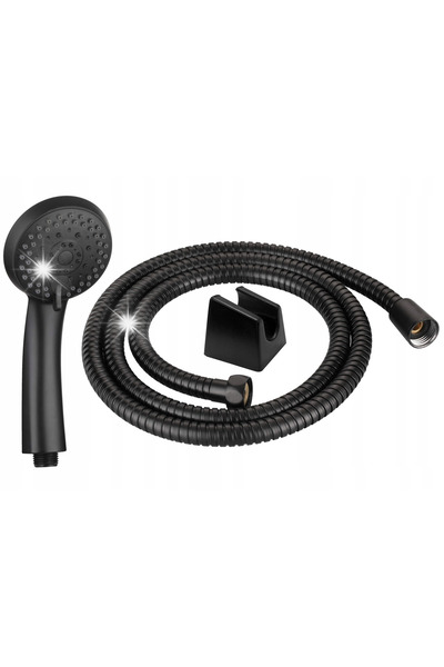 Duro Set de duș negru - pară de duș, furtun 150 cm, suport