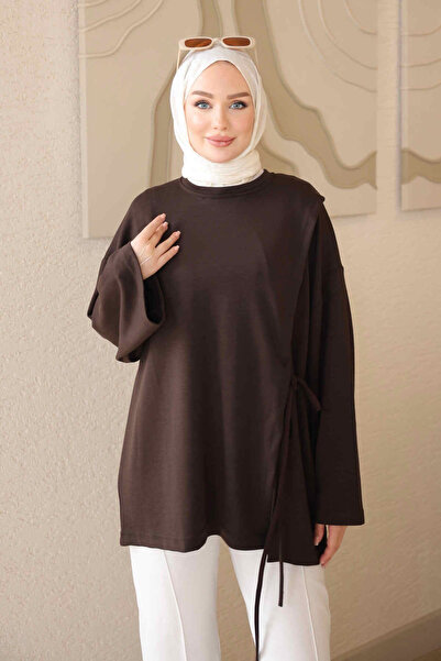 İmajButik Brown Side-Tie Modal Tunic