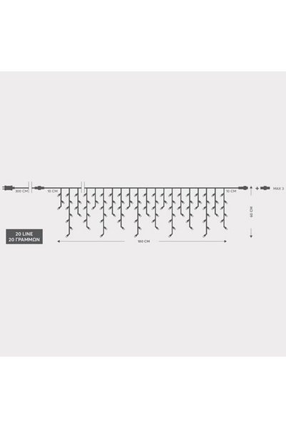 EUROLAMP 100 Φωτάκια LED 1.8μ x 60εκ Λευκού Τύπου Βροχής 600-06470