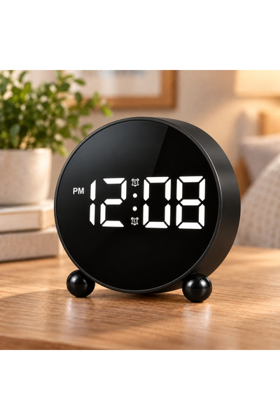 Coverzone Dijital LED Alarm Saat, Ayna Ekranlı Masa ve Başucu Saati, Snooze E...