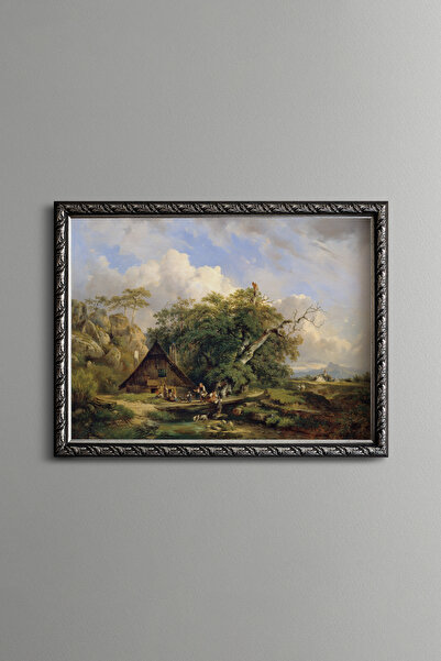 epiqart Village Life in the Heart of Nature - Vintage Patterned Painting - Fi...