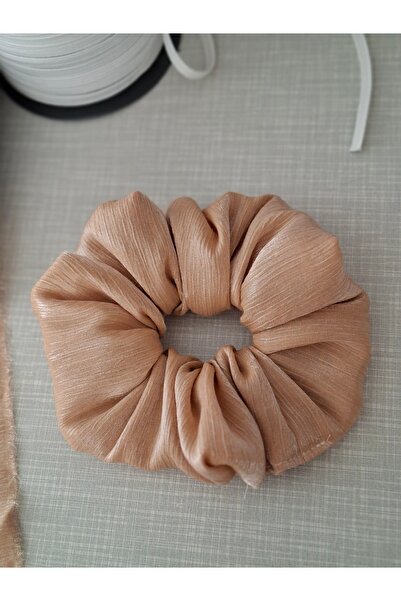 Mufincollection Shiny Textured Medium Size Fabric Hair Scrunchie – Voluminous...