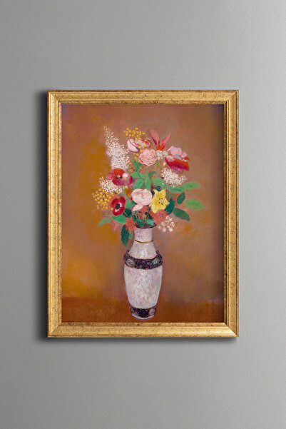 epiqart Colorful Flowers in a Decorated Vase - Vintage Patterned Painting - F...