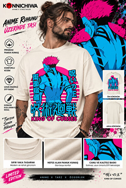 FG KONNİCHİWA Jujutsu Kaisen Satoru Gojo Sukuna Geto T-Shirt Tee Tshirt – Ani...