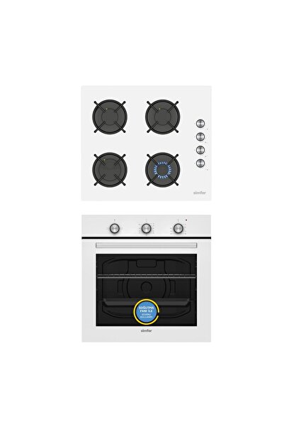 Simfer 0+3 Fonksiyon Mekanik, Beyaz 2'li Ankastre Set (8271 Fırın + 3048 Ocak)