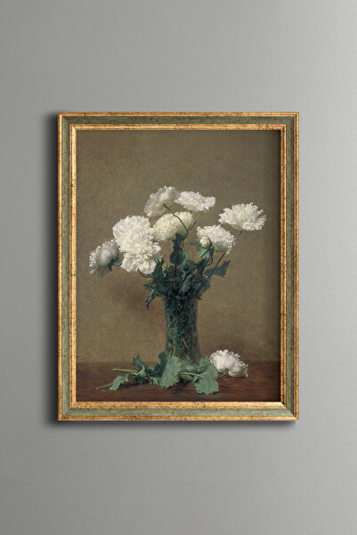 epiqart White Peony Bouquet - Vintage Patterned Painting - Fine Model