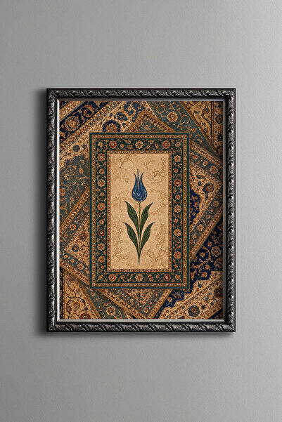 epiqart Blue Tulip Motif - Vintage Patterned Painting - Fine Model