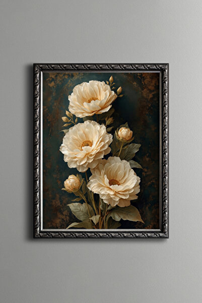 epiqart Cream Peonies - Vintage Patterned Painting - Fine Model
