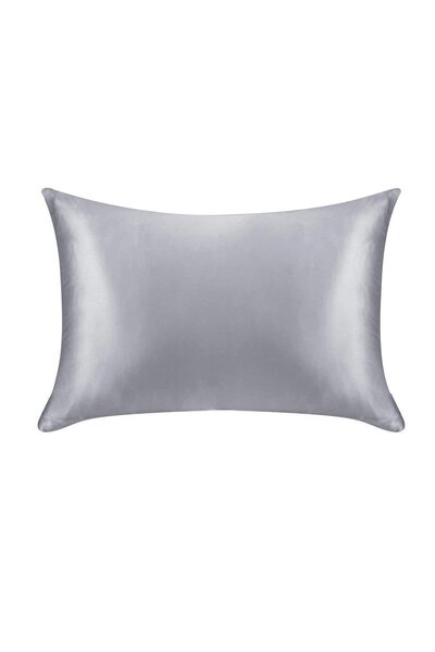 Noonedibs Față de pernă din mătase naturală 19 mm, dublă față, 50×75 cm, gri ...